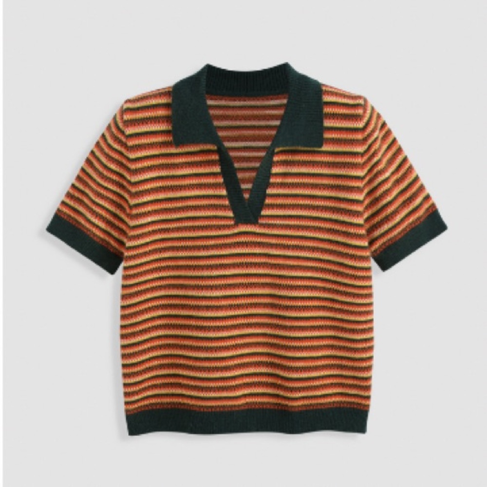 NWT CIDER Striped Short Sleeve Knit Top